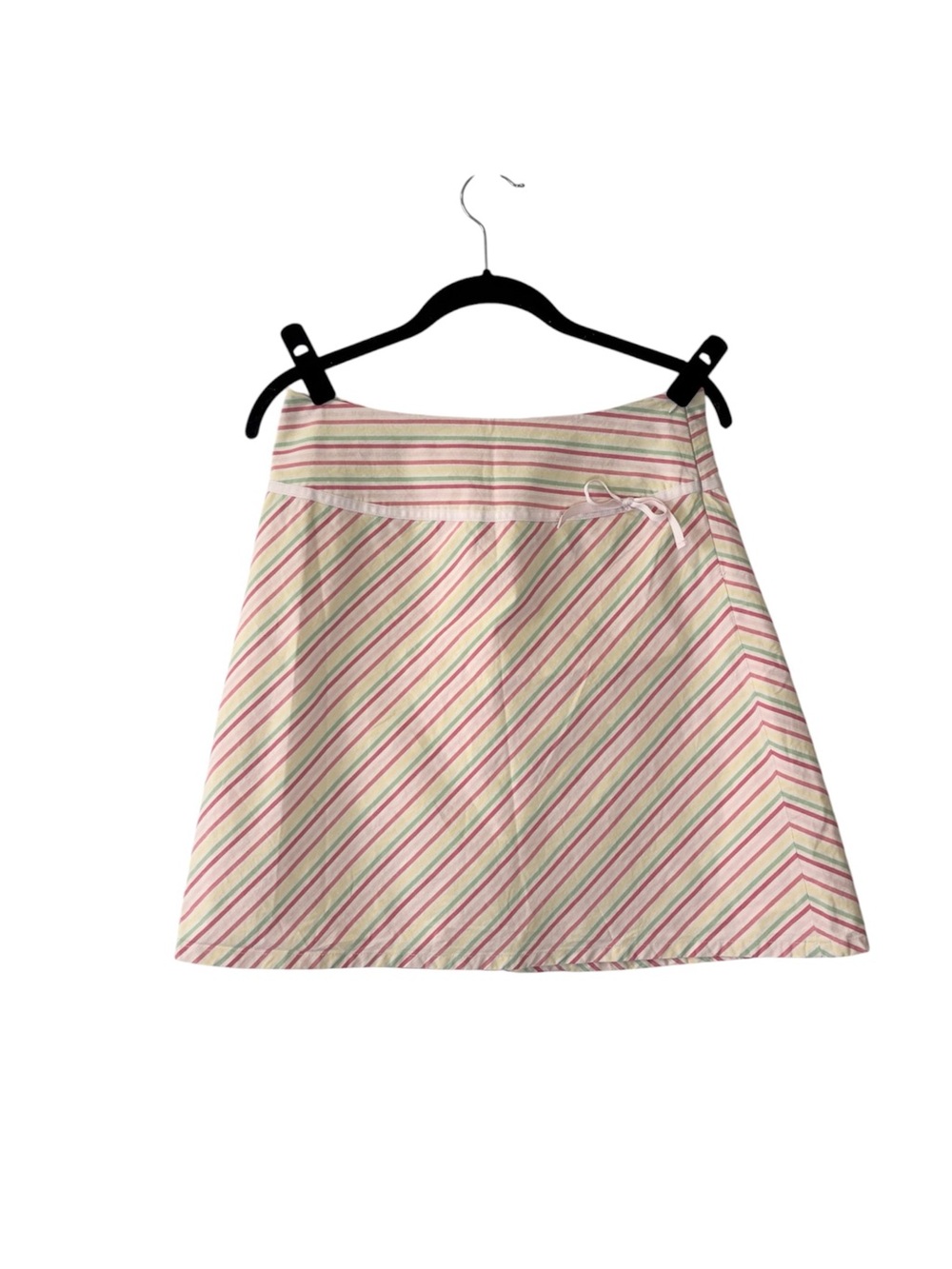 Vintage Y2K Gap Candy Cane Striped Mini Skirt Pink Preppy Ribbon Bow 4/S